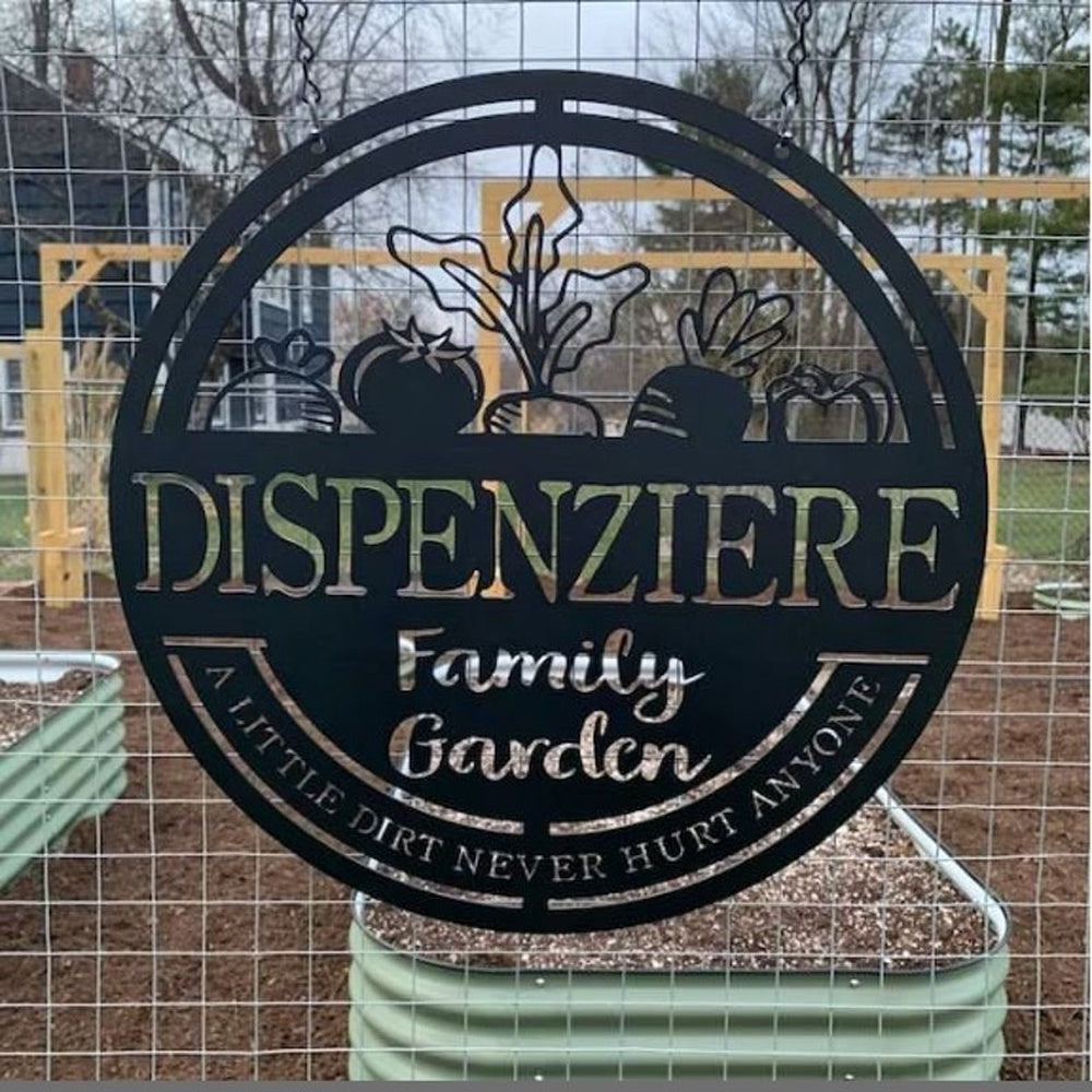 Farm Metal Sign, Vegetable Garden A Little Dirt Never Hurt Anyone Custom Metal Signs