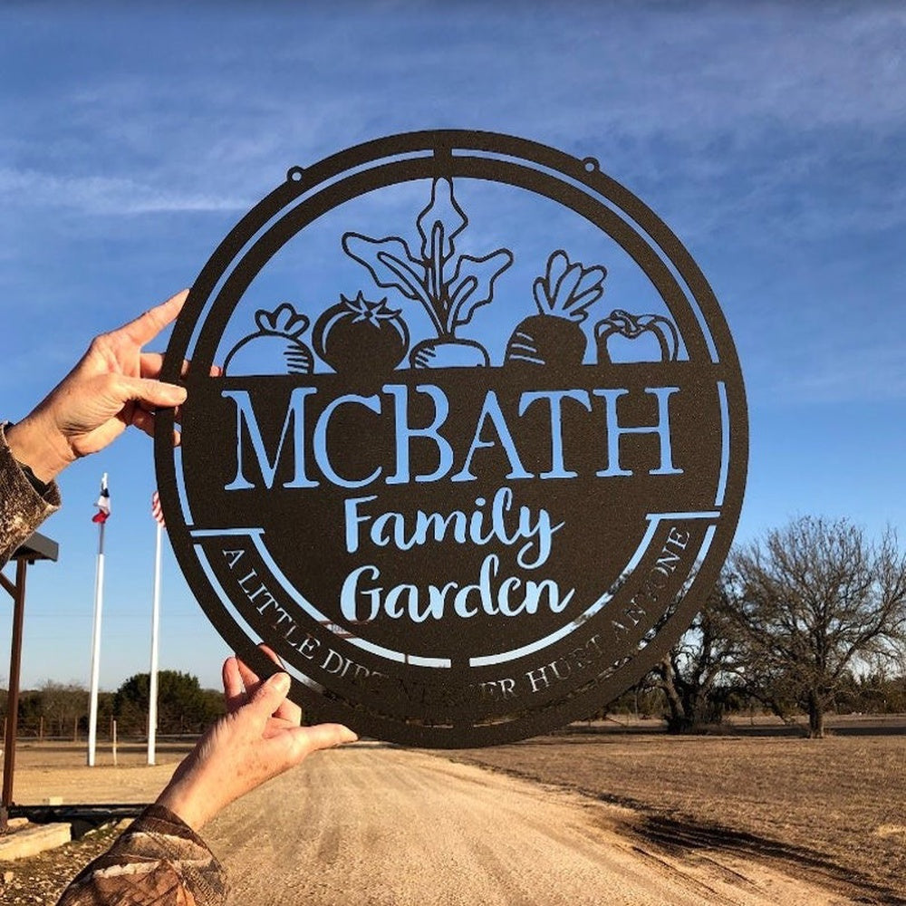 Farm Metal Sign, Vegetable Garden A Little Dirt Never Hurt Anyone Custom Metal Signs