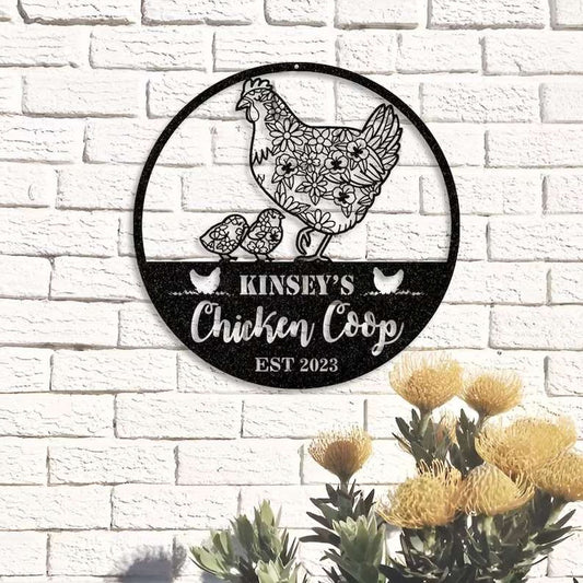 Farm Metal Sign, Vintage Chicken Coop Sign Chicken Hen House Farmhouse Personalized Farm Metal Sign