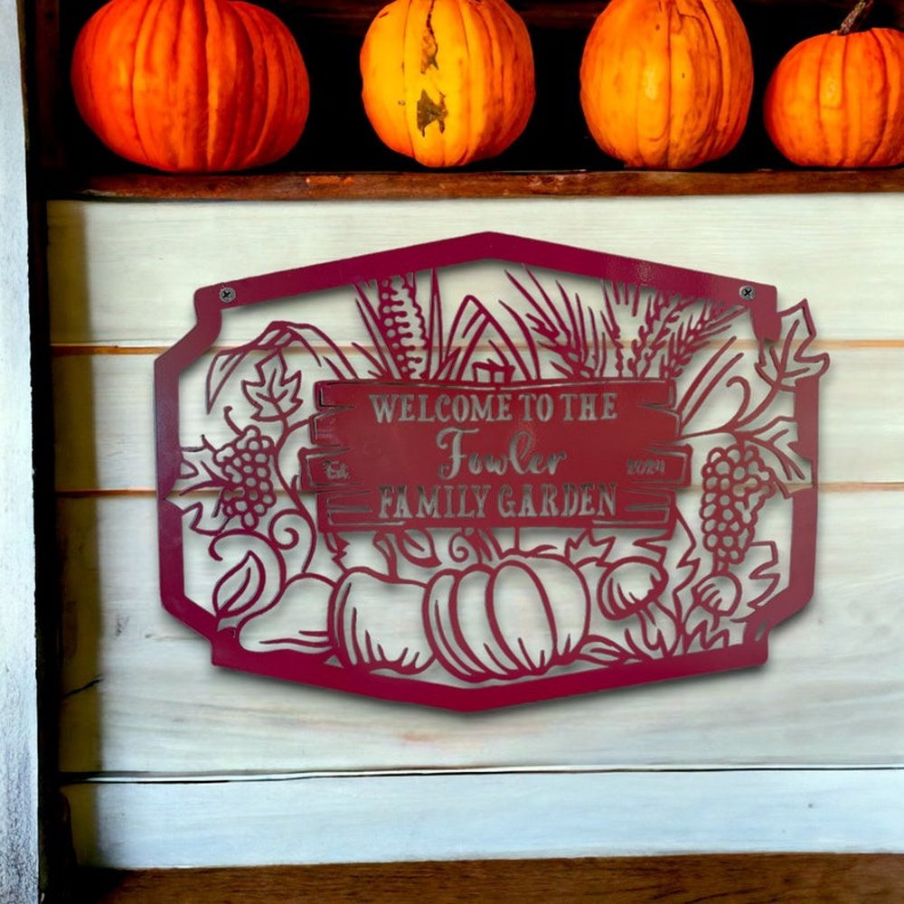 Farm Metal Sign, Welcome to Family Garden Custom Metal Signs