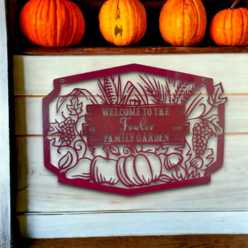 Farm Metal Sign, Welcome to Family Garden Custom Metal Signs