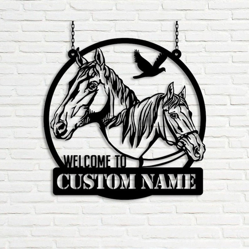 Farm Metal Sign, Welcome to Horse Farm Horse Ranch Welcome Farm Animals Custom Metal Signs
