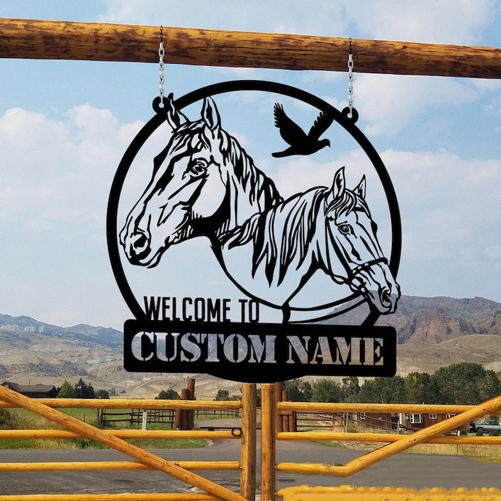 Farm Metal Sign, Welcome to Horse Farm Horse Ranch Welcome Farm Animals Custom Metal Signs