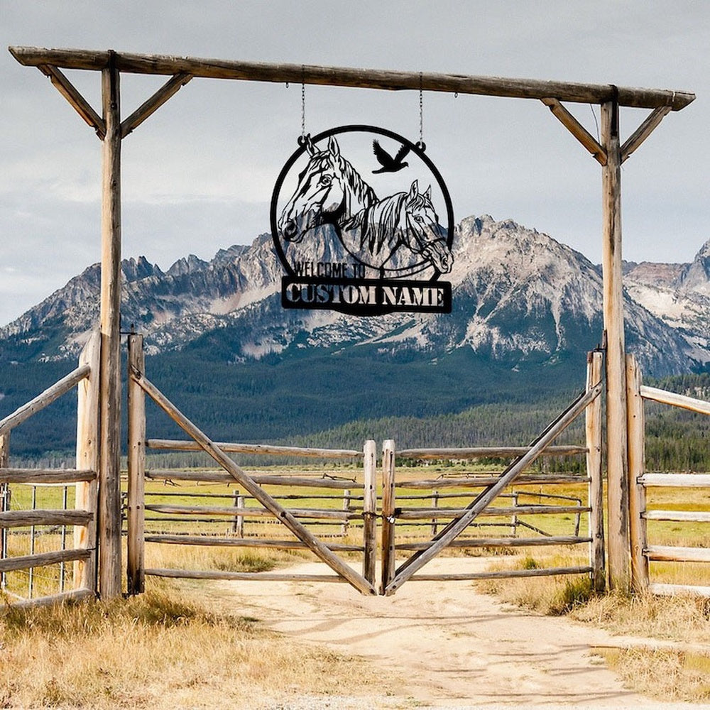 Farm Metal Sign, Welcome to Horse Farm Horse Ranch Welcome Farm Animals Custom Metal Signs