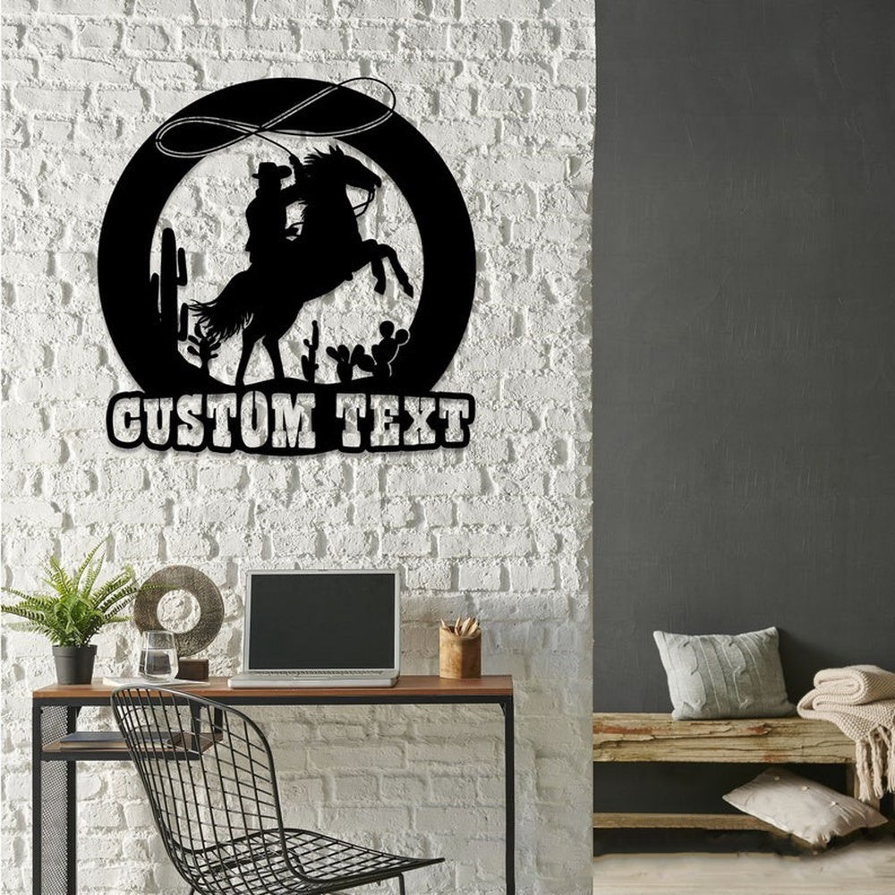 Farm Metal Sign, Western Cowboy Saguaro Custom Metal Signs