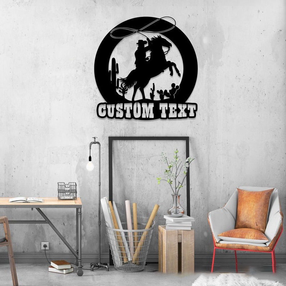 Farm Metal Sign, Western Cowboy Saguaro Custom Metal Signs