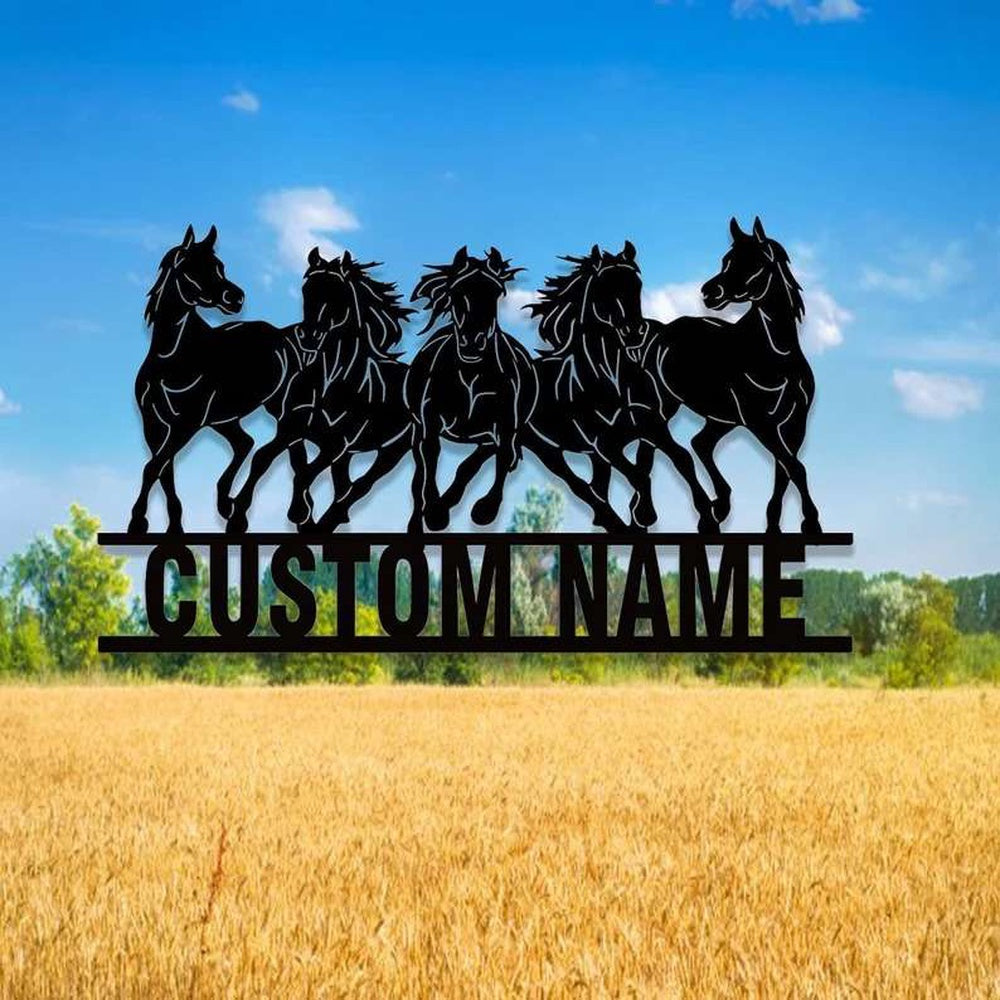 Farm Metal Sign, Wild Horse Sign Horse Ranch Farmhouse Farm Personalized Metal Horse Sign