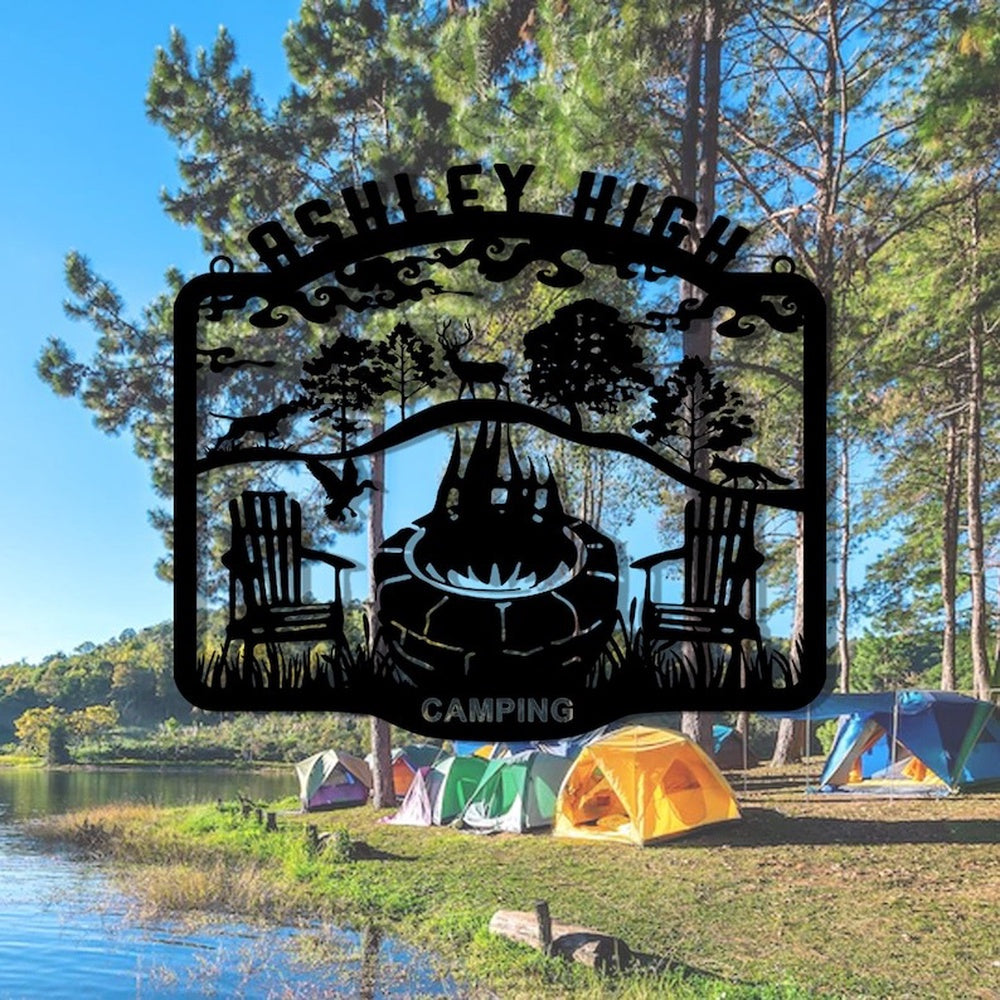 Farm Metal Sign, Winter Camp Fire Pit Farm Porch Camping Custom Metal Signs