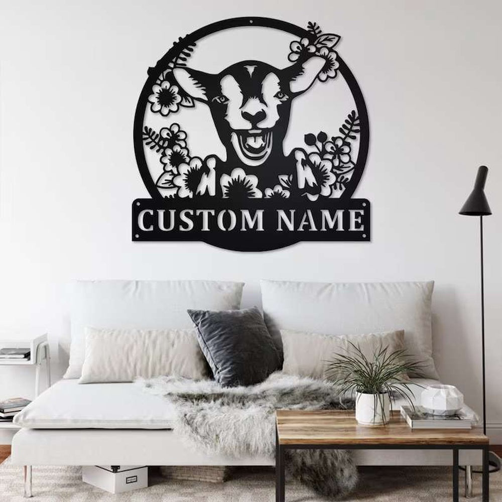 Farm Metal Sign, Wreath Farm Goat Metal Sign Home Decor Custom Wreath Farm Goat
