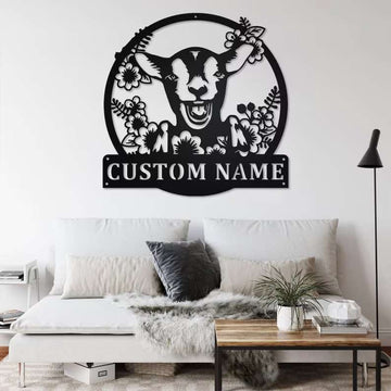 Farm Metal Sign, Wreath Farm Goat Metal Sign Home Decor Custom Wreath Farm Goat