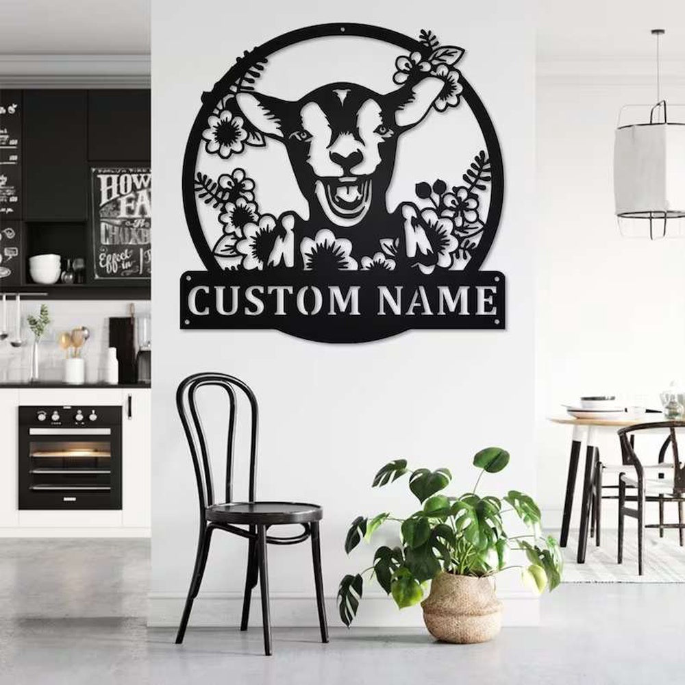 Farm Metal Sign, Wreath Farm Goat Metal Sign Home Decor Custom Wreath Farm Goat