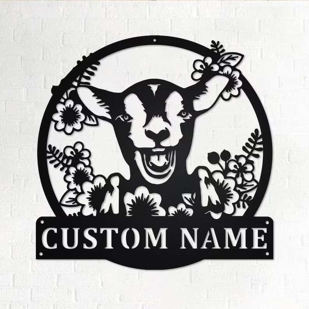 Farm Metal Sign, Wreath Farm Goat Metal Sign Home Decor Custom Wreath Farm Goat