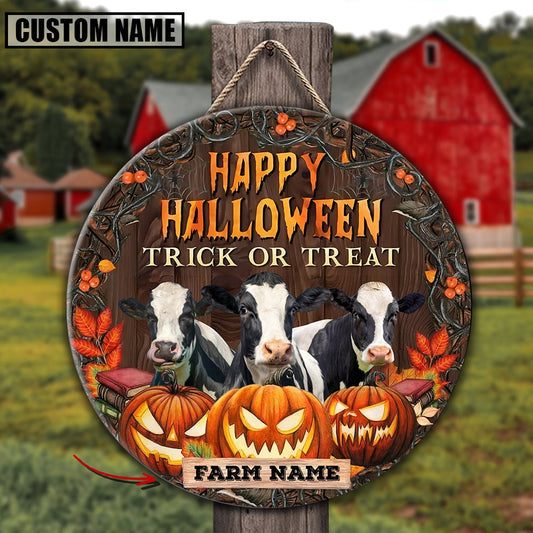 Farm Name Holstein Happy Halloween Wooden Sign, Farm Wood Sign, Farm House Wood Signs