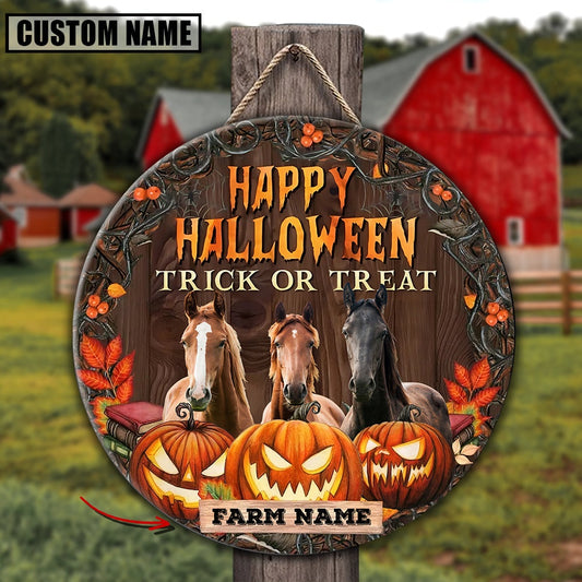 Farm Name Horse Happy Halloween Wooden Sign, Farm Wood Sign, Farm House Wood Signs
