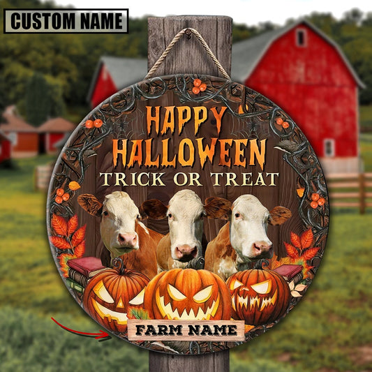 Farm Name Simmental Happy Halloween Wooden Sign, Farm Wood Sign, Farm House Wood Signs