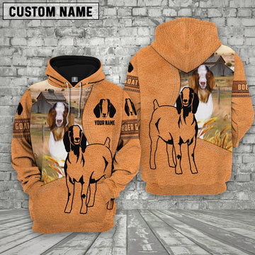 Farm Personalized Name Boer Goat Leather Pattern 3D Printed Hoodie, Farmer Hoodie, Custom Farm Shirts, Farmer T Shirt