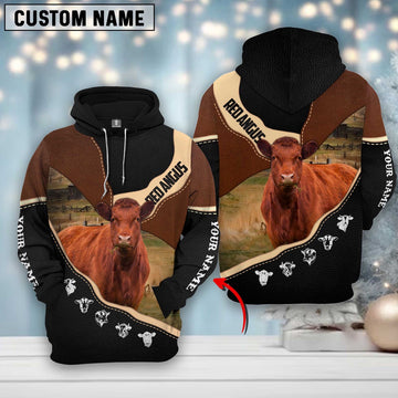 Farm Red Angus Leather Pattern Custom Name 3D Shirts, Farmer Hoodie, Custom Farm Shirts, Farmer T Shirt