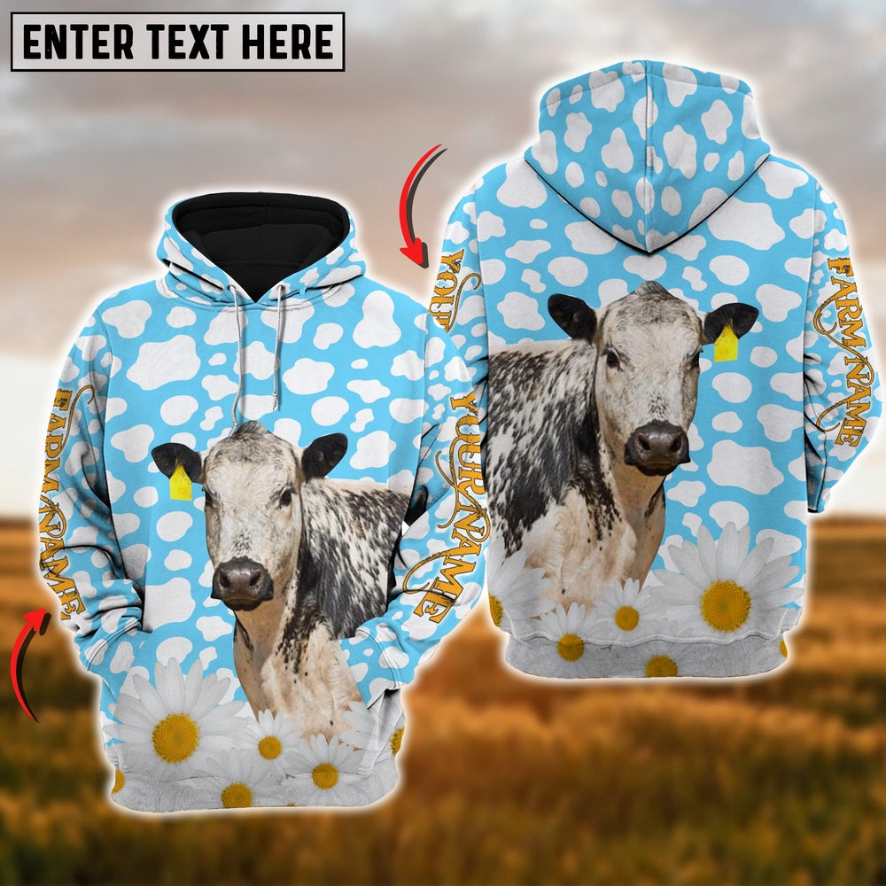 Farm Speckle Park Daisy Pattern Customize Name 3D Shirts, Farmer Hoodie, Custom Farm Shirts, Farmer T Shirt