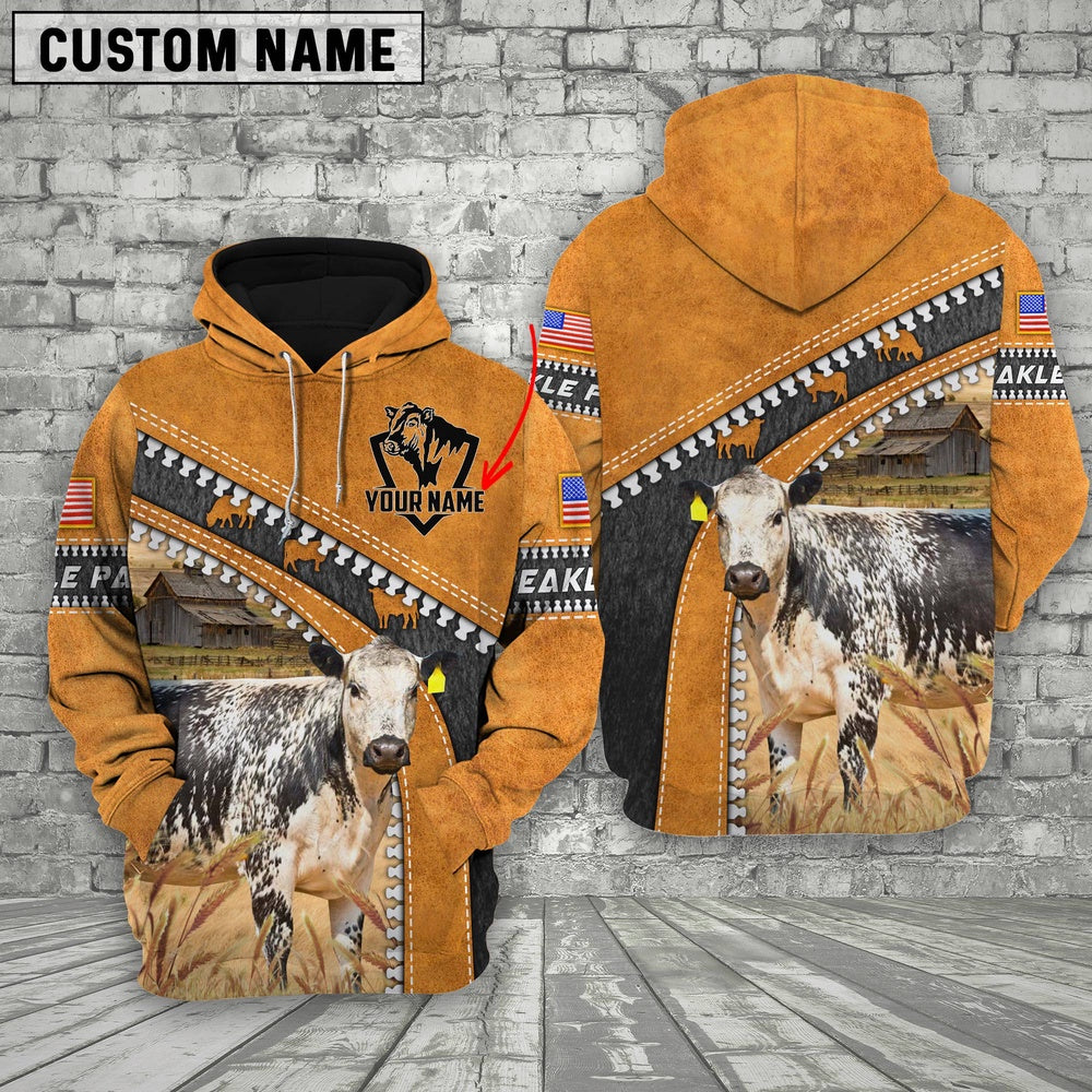 Farm Speckle Park Leather Zip Pattern Custom Name 3D Shirts, Farmer Hoodie, Custom Farm Shirts, Farmer T Shirt