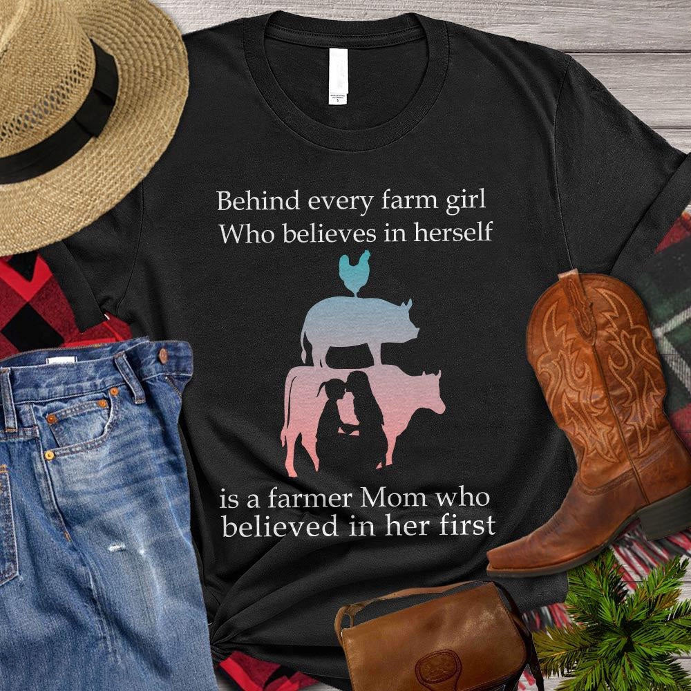 Farm T Shirt, Behind Every Barrel Racer Who Believes In Herself Is A Nana T Shirt, Farm Shirts, Funny Farm Shirts