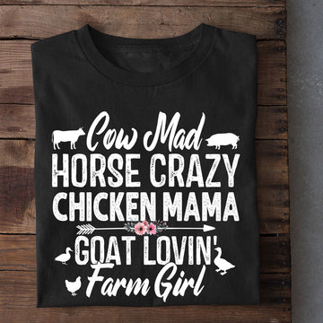 Farm T Shirt, Cow Mad Horse Crazy Chicken Mama Farm Girl T Shirt, Farm Shirts, Funny Farm Shirts
