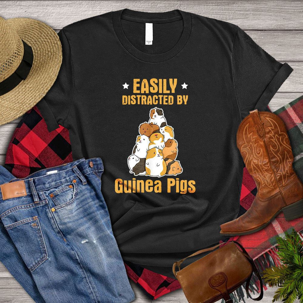 Farm T Shirt, Cute GuineaEasily Distracted By Guineapigs T Shirts, Farm Shirts, Funny Farm Shirts