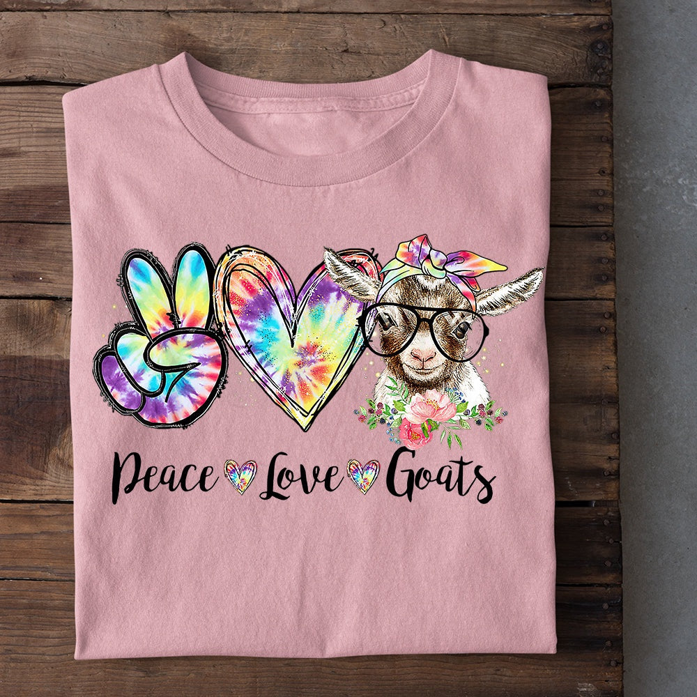 Farm T Shirt, Cute Peace Love Goats T Shirt, Farm Shirts, Funny Farm Shirts