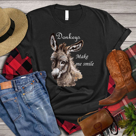 Farm T Shirt, Donkeys Make Me Smile T Shirt, Farm Shirts, Funny Farm Shirts