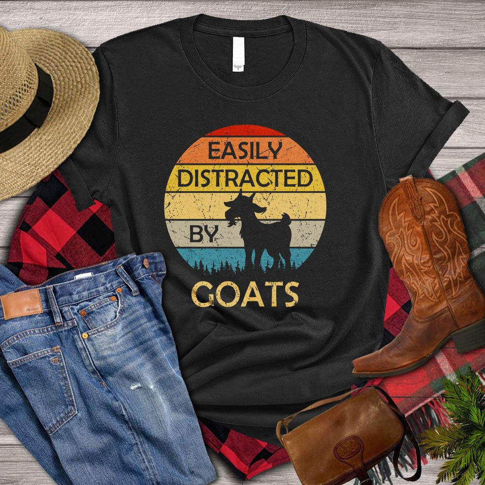 Farm T Shirt, Easily Distracted By Goats T Shirt, Farm Shirts, Funny Farm Shirts