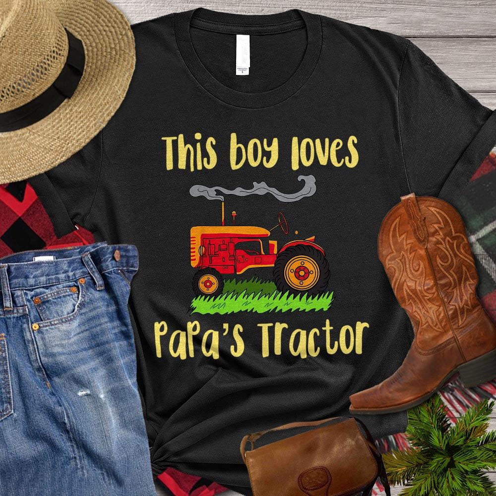 Farm T Shirt, Farm Boys T-shirt, This Boy Loves Papa's Tractor T Shirts, Farm Shirts, Funny Farm Shirts
