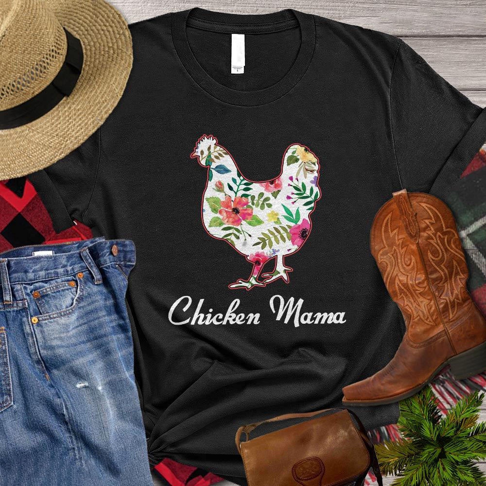 Farm T Shirt, Flower Chicken Mom T-shirt, Chicken Mama T Shirts, Farm Shirts, Funny Farm Shirts