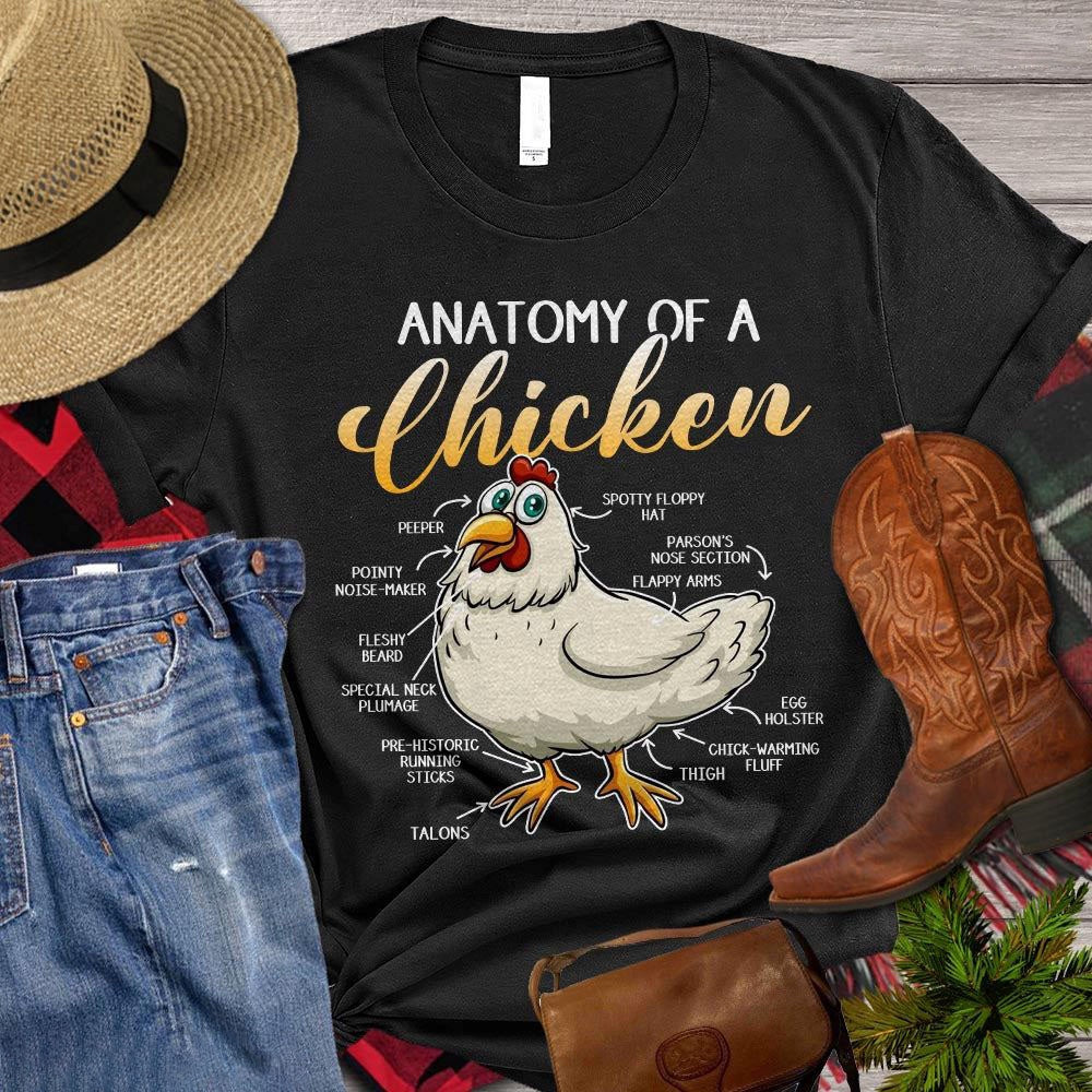 Farm T Shirt, Funny Anatomy Of A Chicken T Shirt, Farm Shirts, Funny Farm Shirts