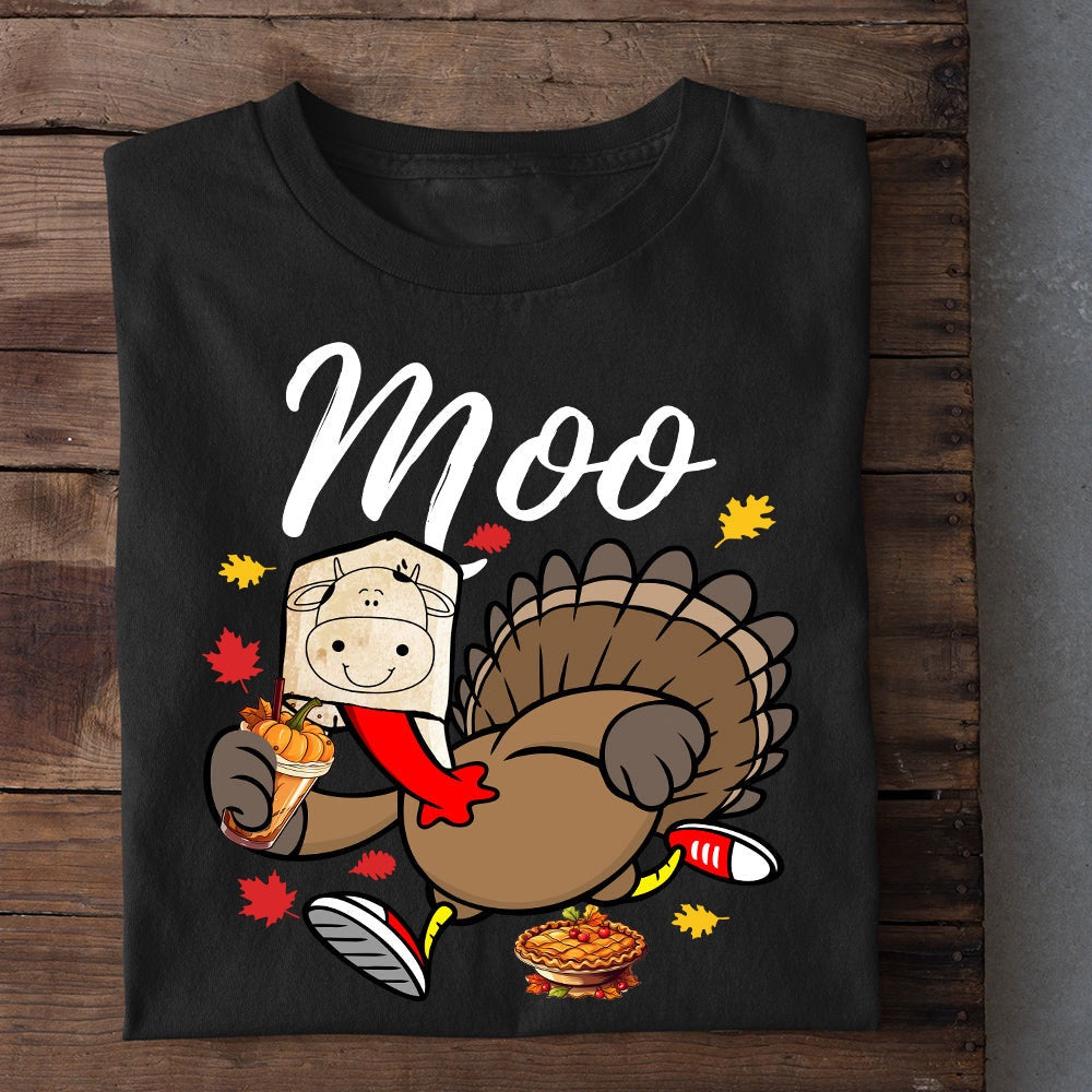 Farm T Shirt, Funny Cow Thanksgiving T-Shirt, Moo I'M A Turkey T Shirt, Farm Shirts, Funny Farm Shirts