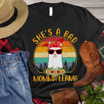 Farm T Shirt, Funny Farm She Is A Bad Momma Llama T Shirts, Farm Shirts, Funny Farm Shirts