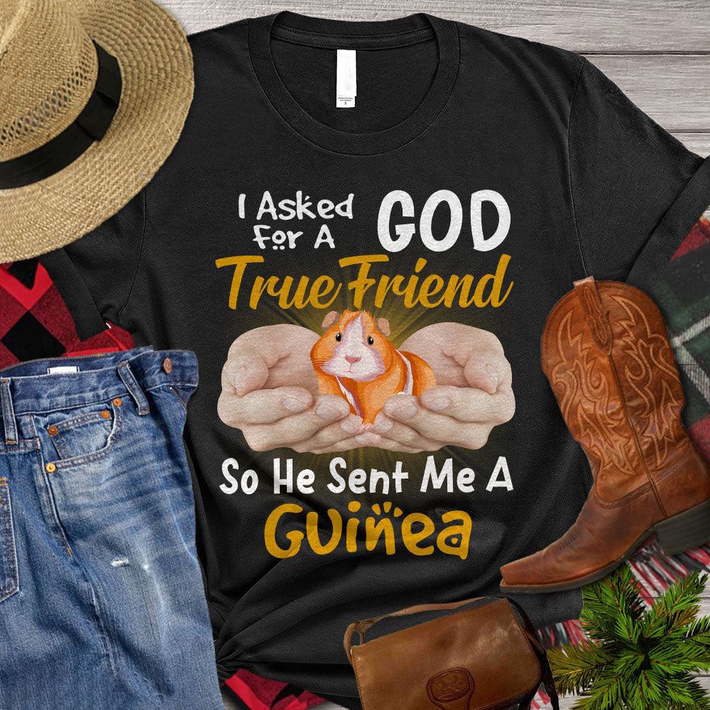 Farm T Shirt, Funny GuineaI Asked God For A True Friend So He Sent Me A Guinea T Shirt, Farm Shirts, Funny Farm Shirts