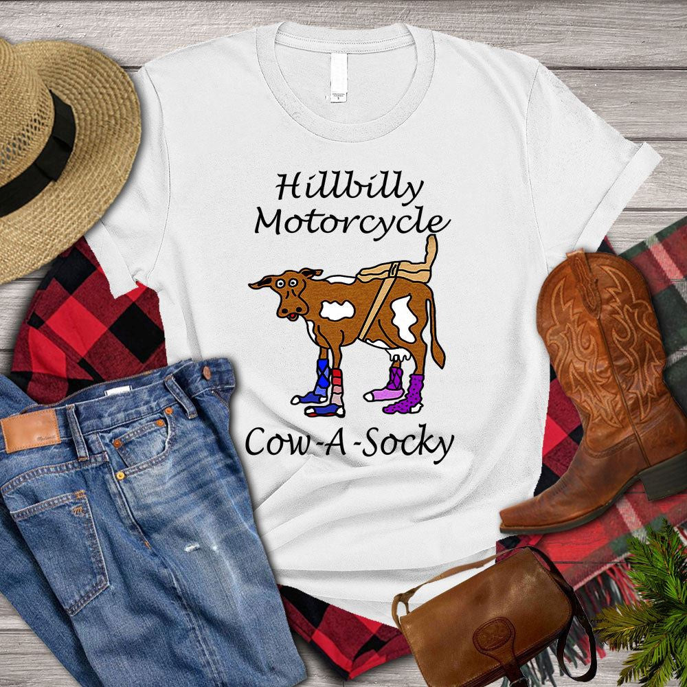 Farm T Shirt, Funny Hillbilly Motorcycle Cow A Socky T Shirt, Farm Shirts, Funny Farm Shirts