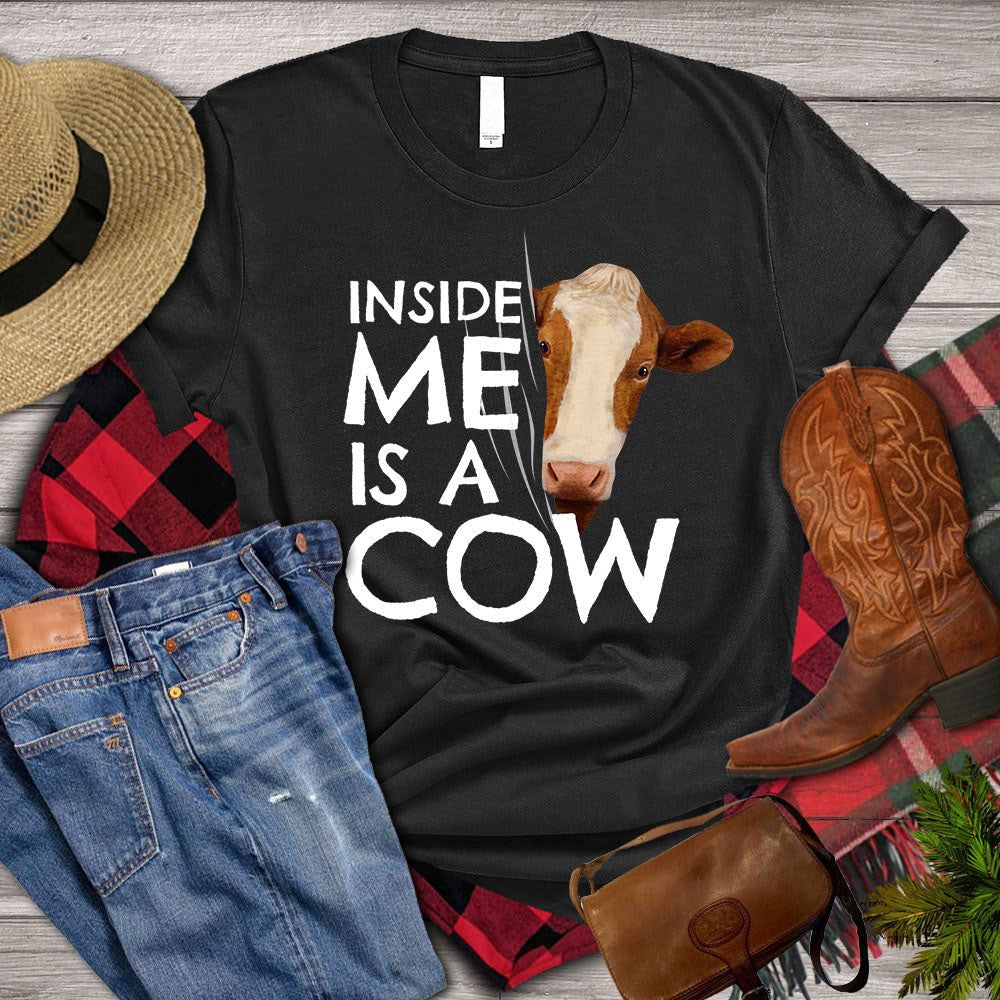 Farm T Shirt, Funny Inside Me Is A Cow T Shirt, Farm Shirts, Funny Farm Shirts