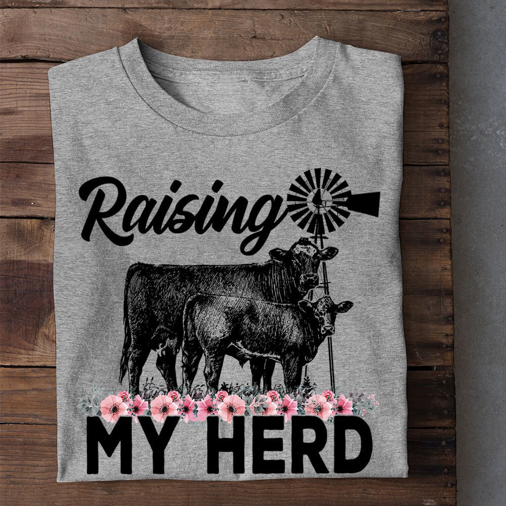 Farm T Shirt, Funny Mother's Day Raising My Herd T Shirt, Farm Shirts, Funny Farm Shirts