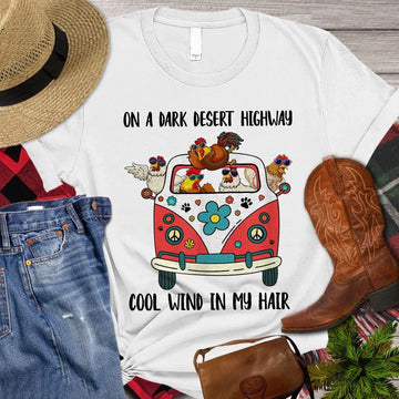 Farm T Shirt, Funny On A Dark Desert Highway Cool Wind Is My Hair T Shirt, Farm Shirts, Funny Farm Shirts