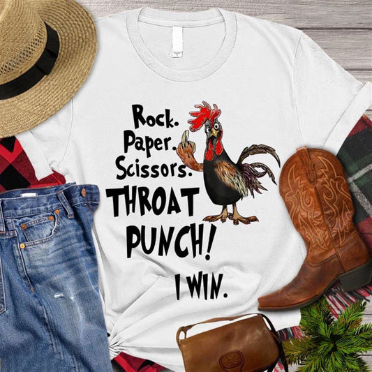 Farm T Shirt, Funny Rock Paper Scissors Throat Punch T Shirt, Farm Shirts, Funny Farm Shirts