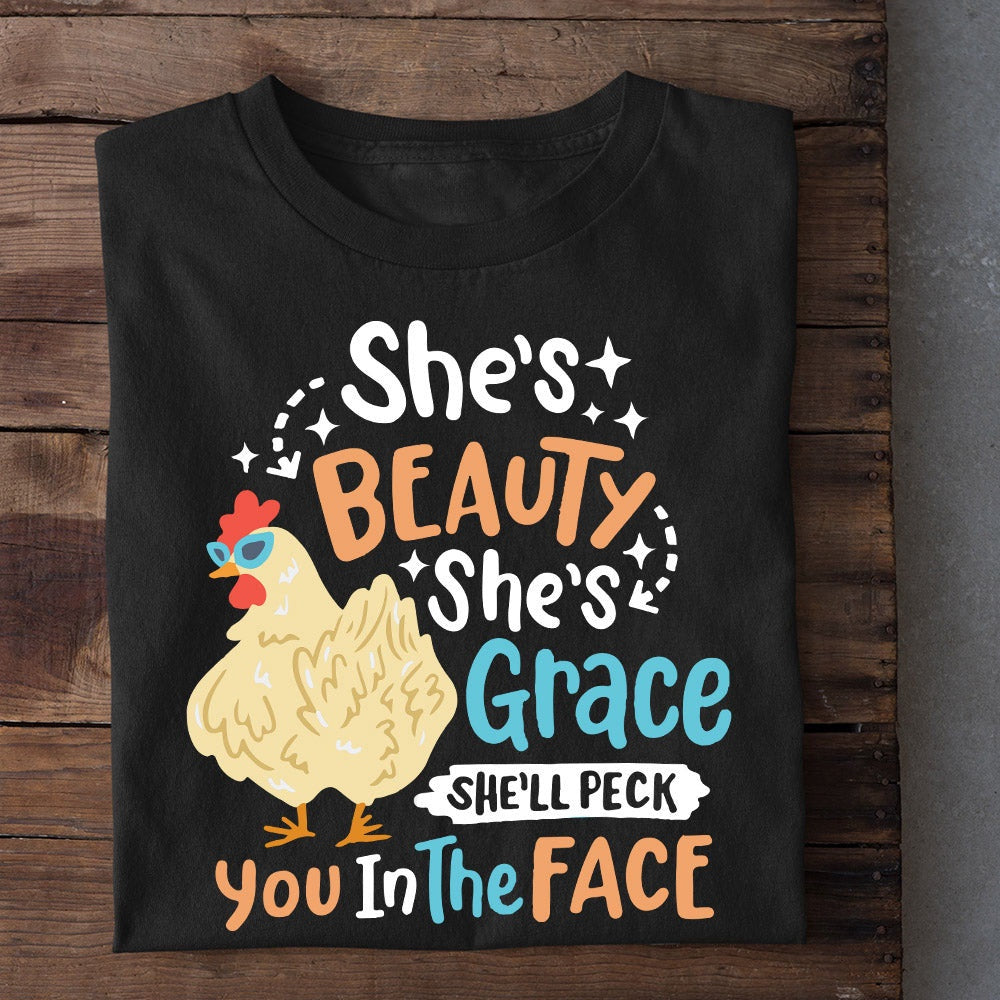 Farm T Shirt, Funny She'S Beauty She'S Grace Peck You In The Face T Shirt, Farm Shirts, Funny Farm Shirts