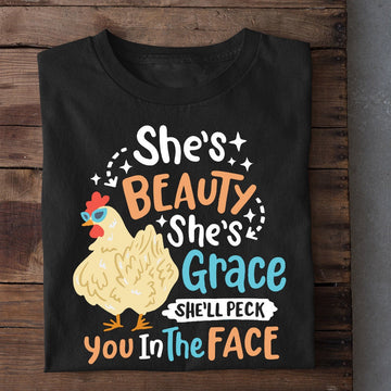 Farm T Shirt, Funny She'S Beauty She'S Grace Peck You In The Face T Shirt, Farm Shirts, Funny Farm Shirts