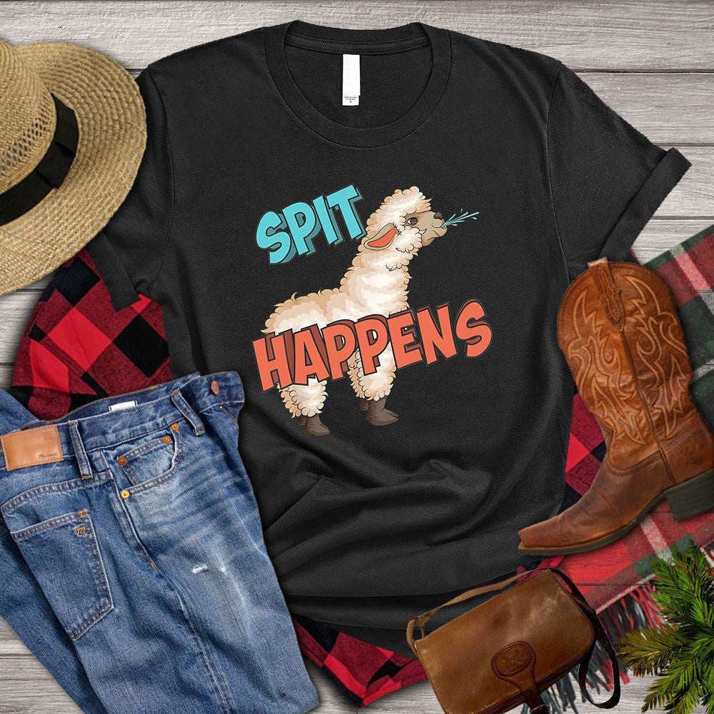 Farm T Shirt, Funny Spit Happens Llama T Shirts, Farm Shirts, Funny Farm Shirts