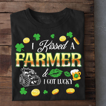 Farm T Shirt, Funny St Patrick's Day Farmer T-shirt, Kissed A Trucker Got Lucky T Shirt, Farm Shirts, Funny Farm Shirts
