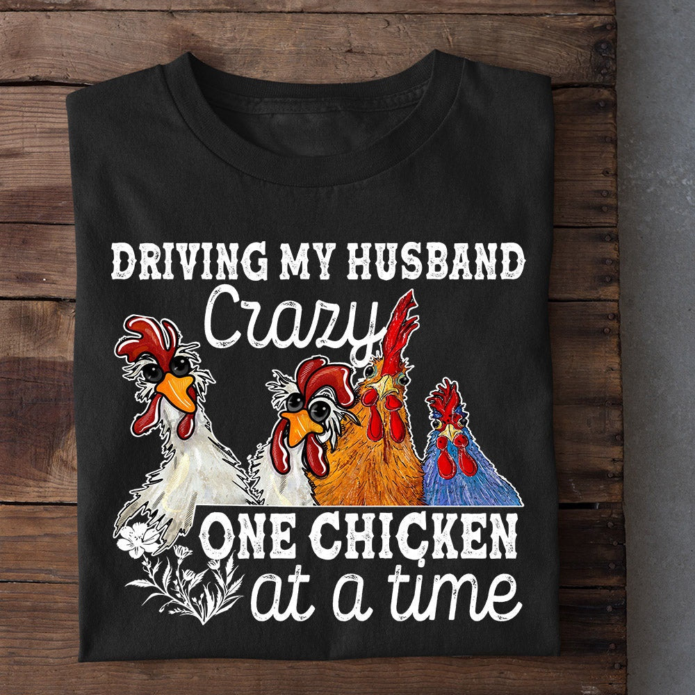 Farm T Shirt, Funny Valentine'S Day Driving My Husband Crazy One Chicken At A Time T Shirt, Farm Shirts, Funny Farm Shirts