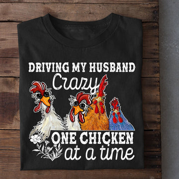 Farm T Shirt, Funny Valentine'S Day Driving My Husband Crazy One Chicken At A Time T Shirt, Farm Shirts, Funny Farm Shirts