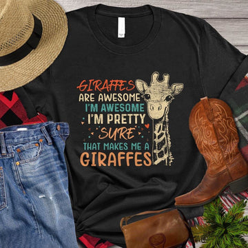 Farm T Shirt, Giraffe T-shirt, I'm Awesome Pretty Makes Me Giraffe Gift For Giraffe Lovers T Shirt, Farm Shirts, Funny Farm Shirts