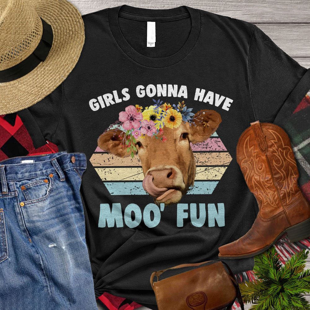 Farm T Shirt, Girls Gonna Have Moo' Fun T Shirt, Farm Shirts, Funny Farm Shirts