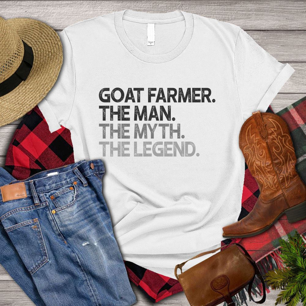 Farm T Shirt, Goat Farmer The Man The Myth The Legend T Shirt, Farm Shirts, Funny Farm Shirts