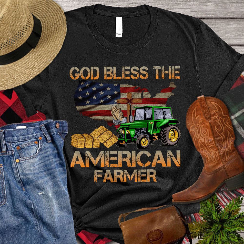 Farm T Shirt, God Bless The American Farmer T Shirt, Farm Shirts, Funny Farm Shirts